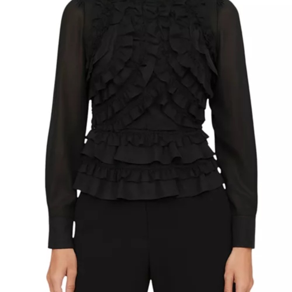 Chic Black Ruffled Peplum Blouse for Women